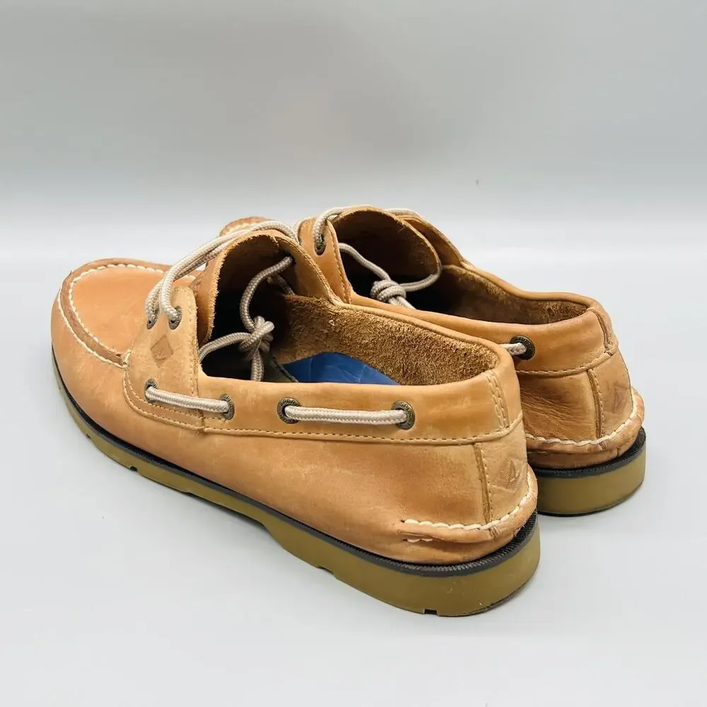 Sperry Shoes Mens 10.5 Brown Leather Top Sider Boat Deck Moc Toe Casual Comfort